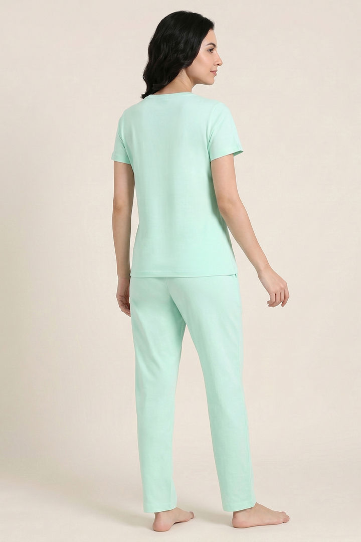 Zivame Farm Lore Knit Cotton Pyjama Set - Honey Dew — image 4